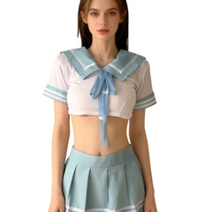 Cosplay Costumes School Student Role Play Cute Mini Skirt Tight Blouse Set
