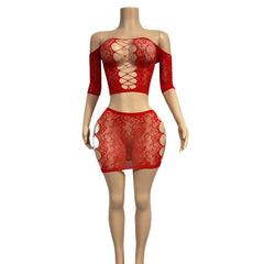 Hot Short Bodycon Lingerie Erotic Fishnet Hollow Out Sheer Underwear Costume Trendy Set