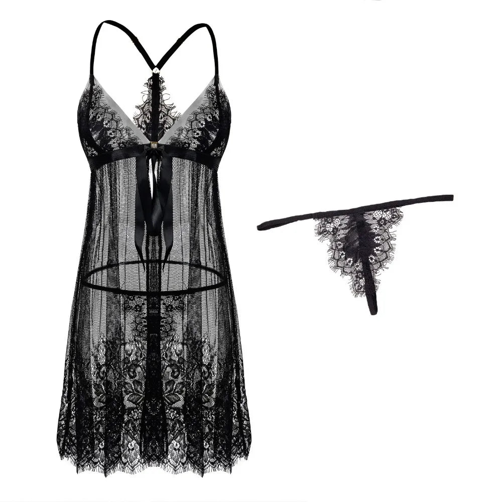 See Through Nightgown Sets Erotic Transparent Lingerie Sets