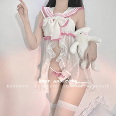 Lolita Bow NightCosplay Maid Suit Kawaii Temptation Lace Pajamas Sailor Collar Student Sensual Lingerie Woman