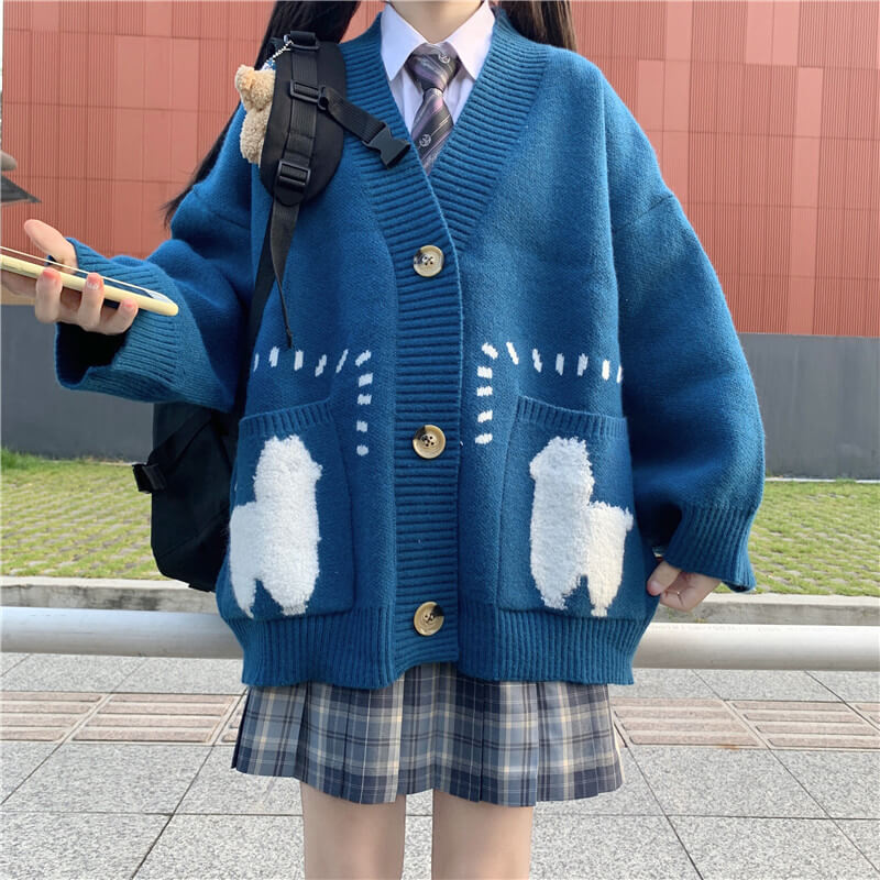 Sheep Knitted Cardigan Sweater