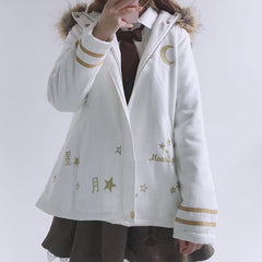 Star Moon Woolen Hooded Coat