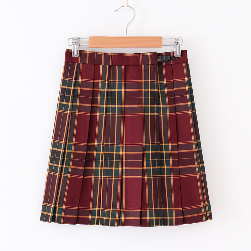 Striped Plaid Pleated Skirt