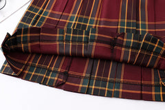 Striped Plaid Pleated Skirt