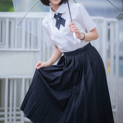 Student Pleated Long Skirt