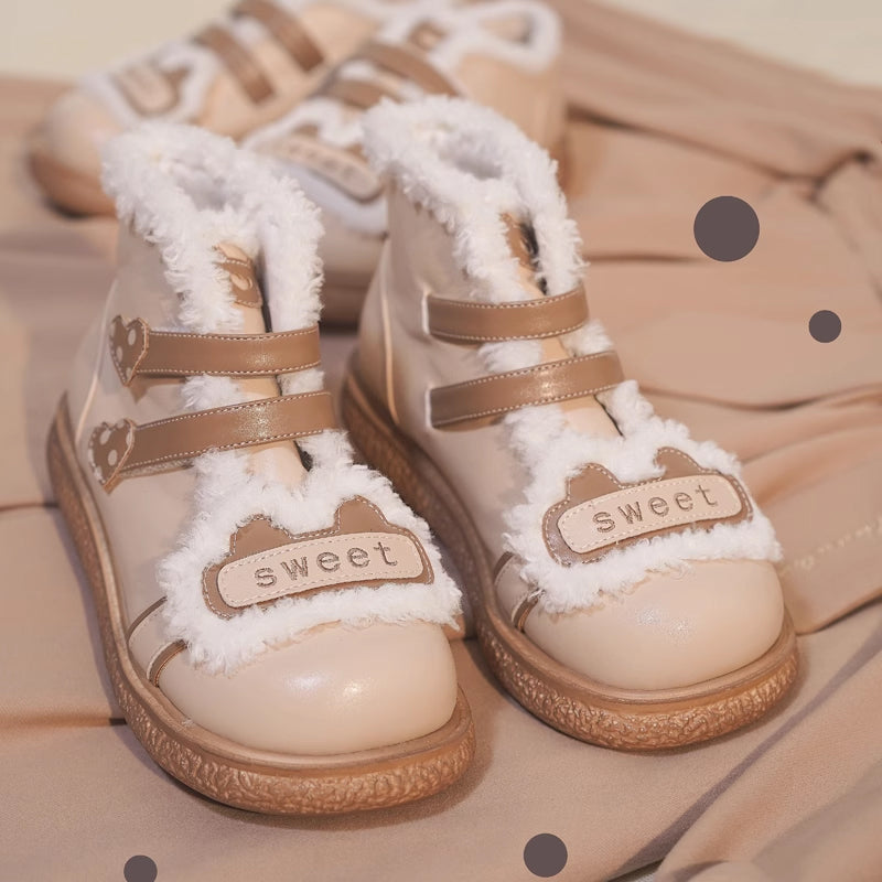 Sweet Plush Bear Ankle Boots