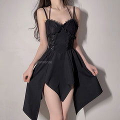 Sweetheart Hollow Out Sexy Irregular Bow Dress