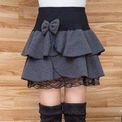 Gray/Black Bowknot Skirt