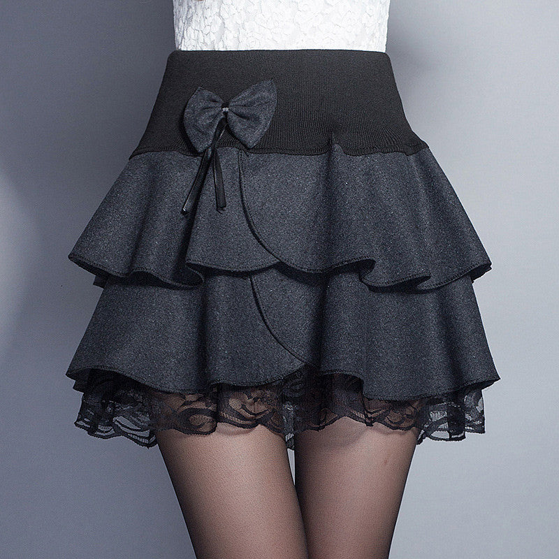 Bowknot Woolen Skirt