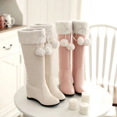 Pink/white Sweet Bow Heels Boots