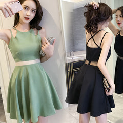 Black/Green Cross Slip Dress