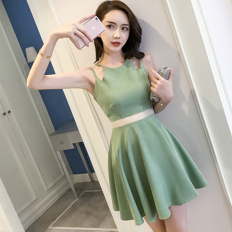 Black/Green Cross Slip Dress