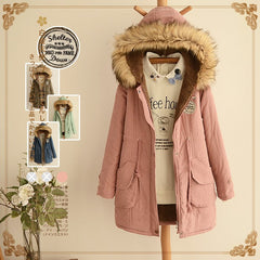 Plush Zipper Hoodie Coat