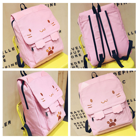 Cartoon Cat Canvas Backpack