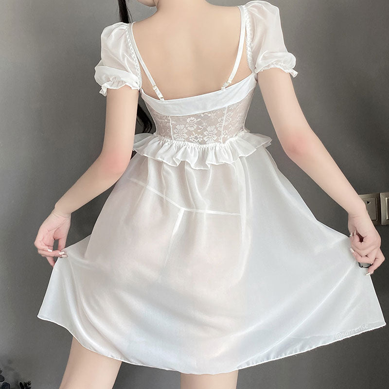 White Flower Pajama Dress