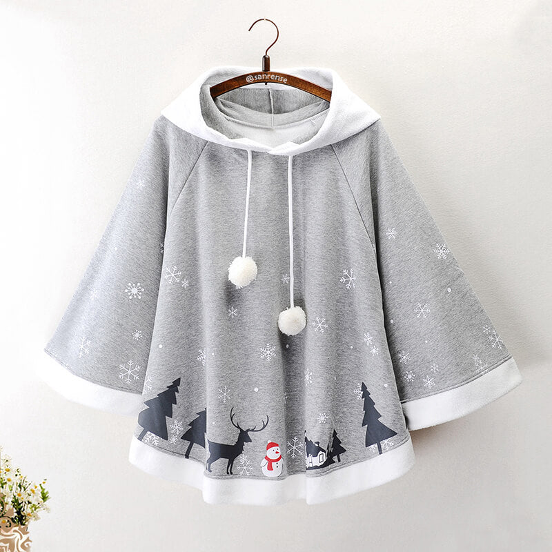 Winter Christmas Snowman Cape Coat