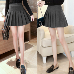 Black/Gray Woolen Pleated Skirt