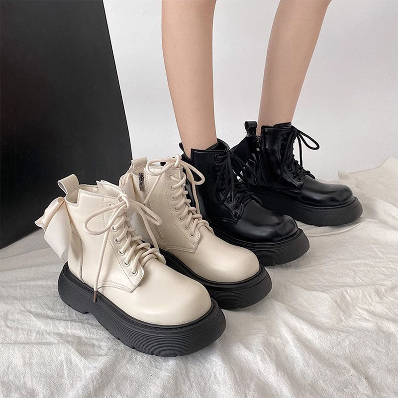 Bow Platform Ankle Boots