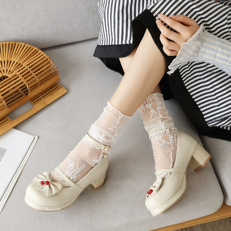 Lace Flower Lolita Bow Shoes