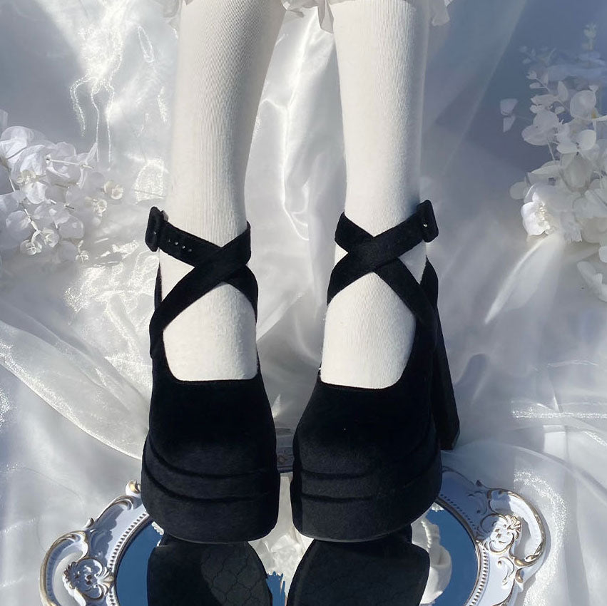 Bow Velvet High Heels Shoes