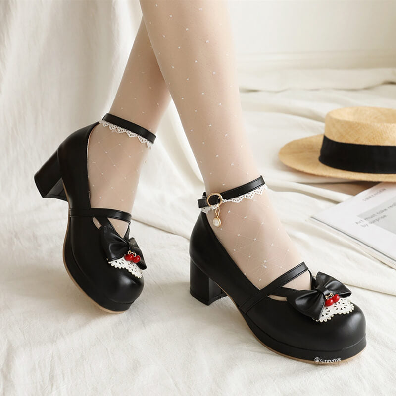 Lace Flower Lolita Bow Shoes