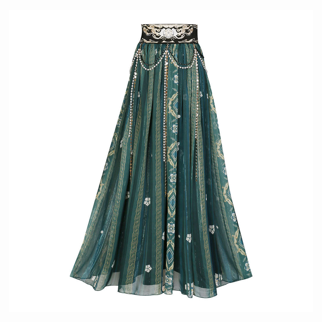 Green flower Hanfu set