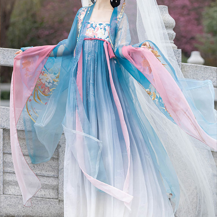 Flower Embroidered Hanfu Dress Set