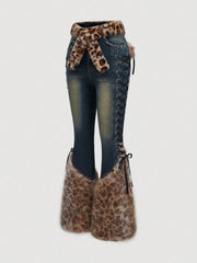 Leopard Print Patchwork Jeans