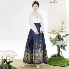 Bamboo Leaf Blouse Hanfu Skirt Set