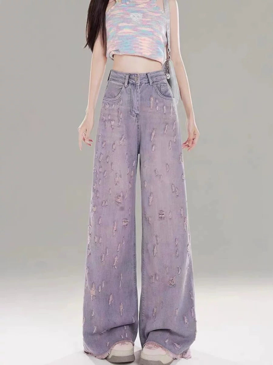 Tie-dye casual straight-leg pants