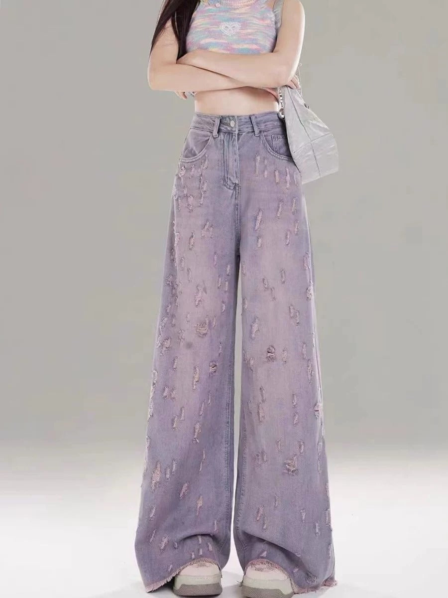 Tie-dye casual straight-leg pants