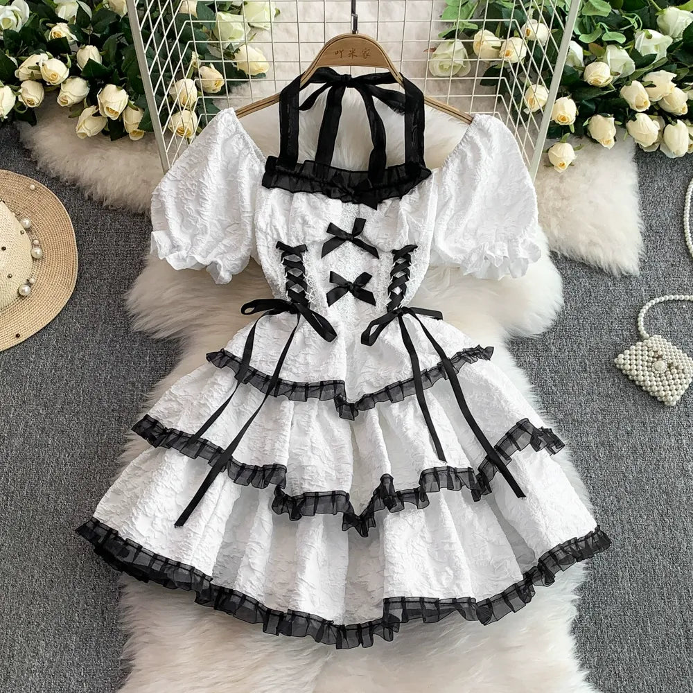 Lace Bow Floral Dress