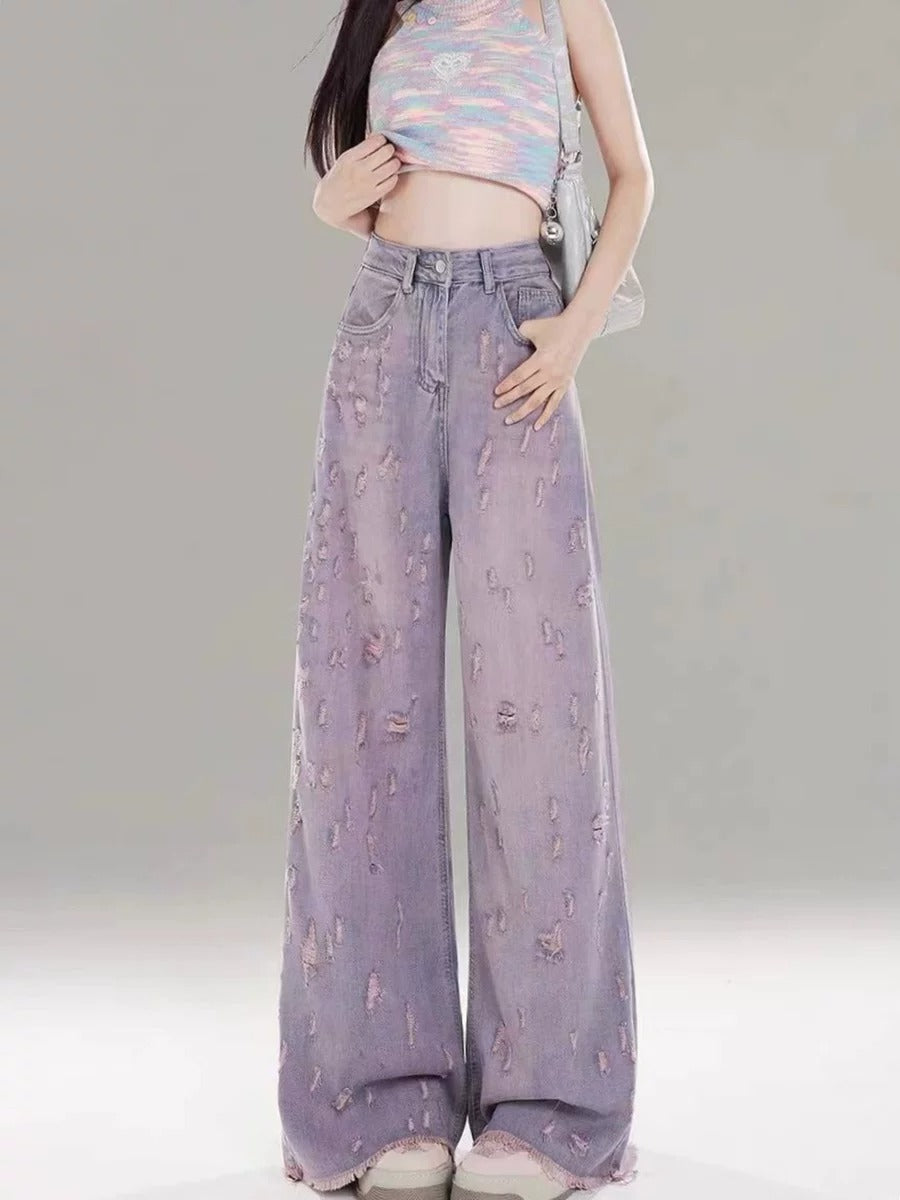 Tie-dye casual straight-leg pants