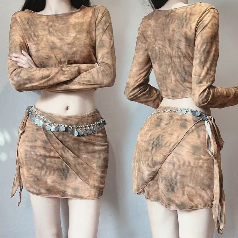 Patchwork Hooded Two-Piece Set