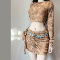 Patchwork Hooded Two-Piece Set