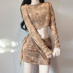 Patchwork Hooded Two-Piece Set