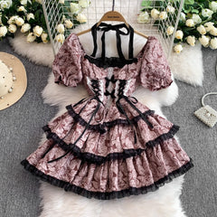 Lace Bow Floral Dress