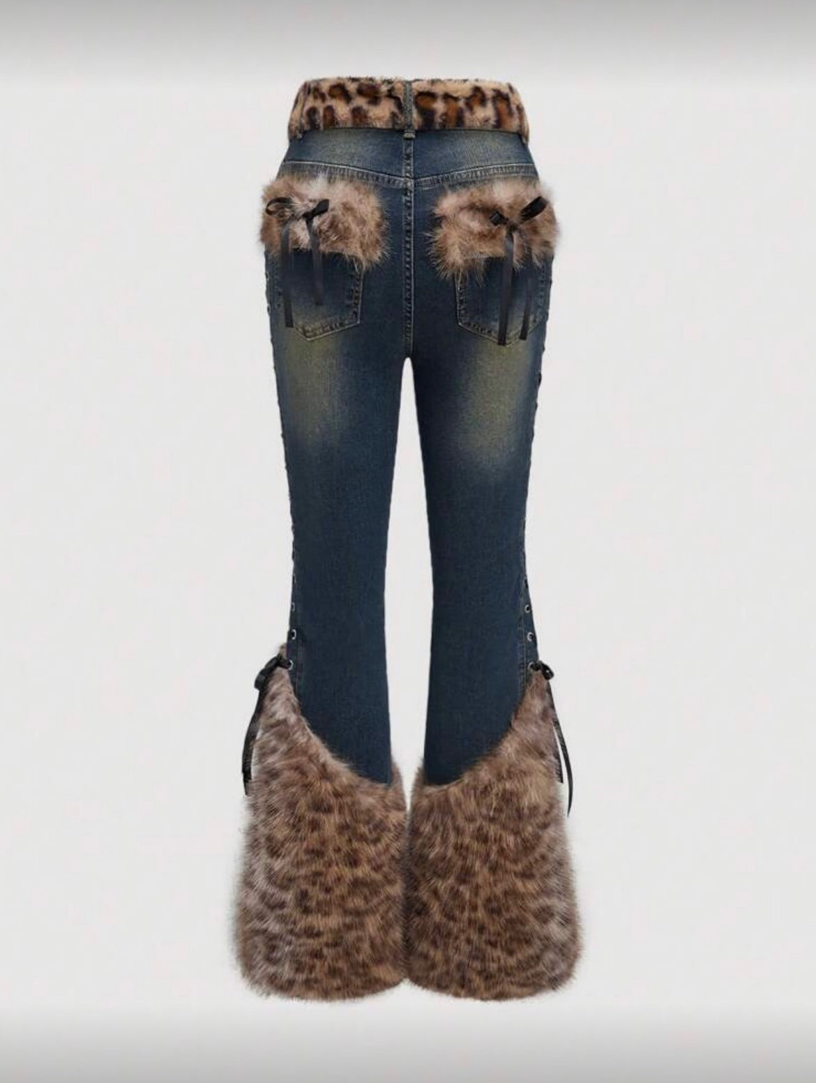 Leopard Print Patchwork Jeans