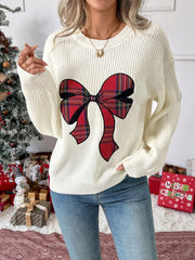 Christmas Bow Plaid Sweater