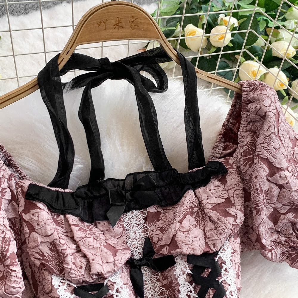 Lace Bow Floral Dress