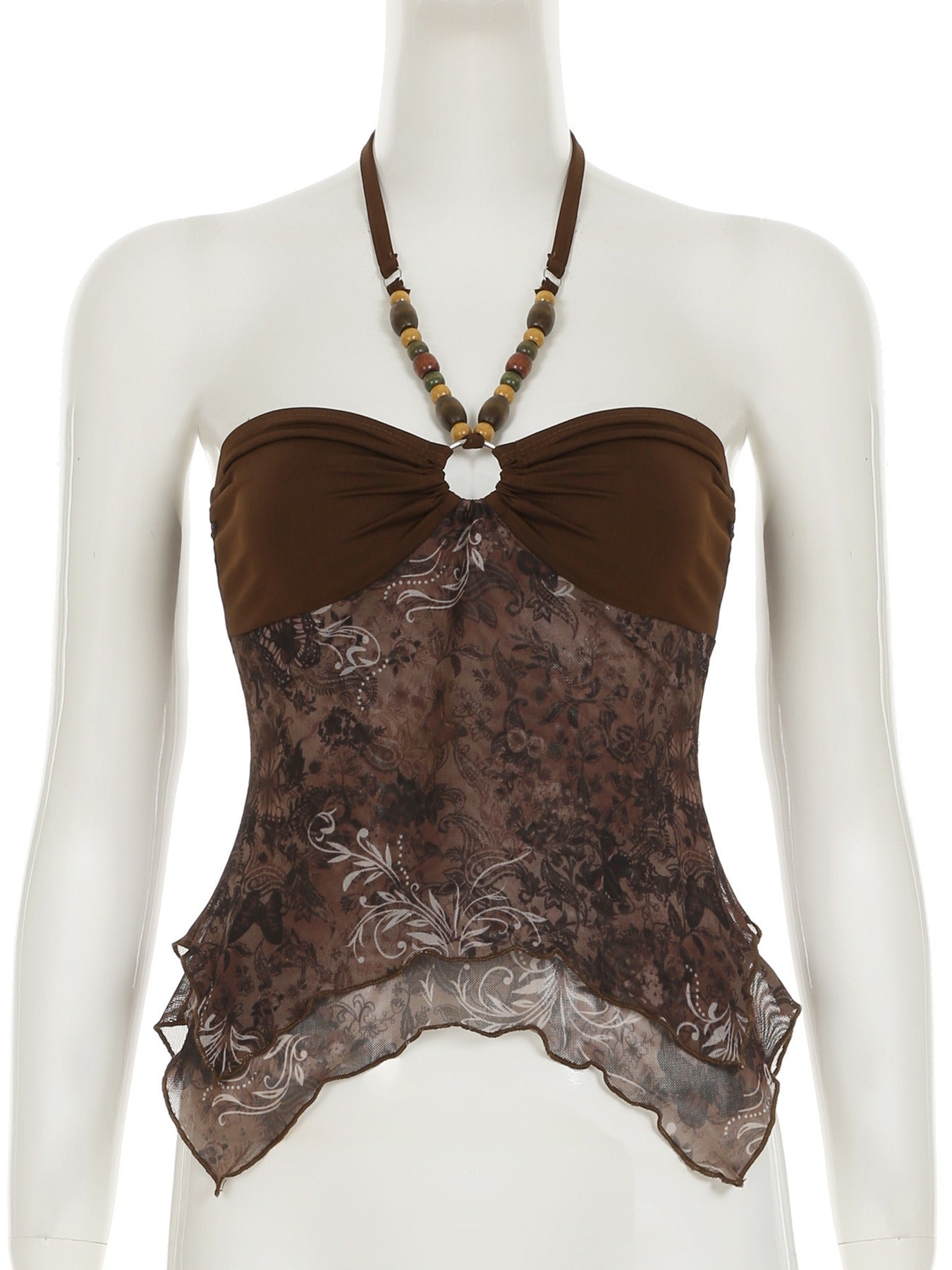 Mesh Floral Crop Cami Top