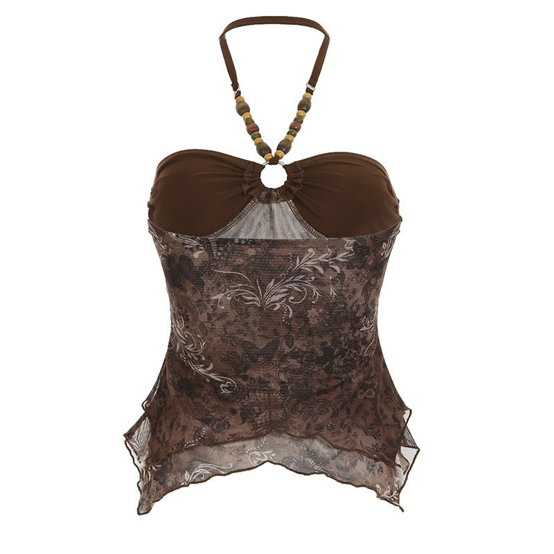 Mesh Floral Crop Cami Top