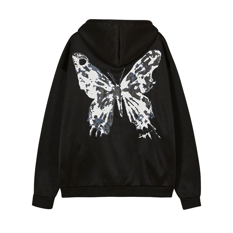 Y2k Hoodie Gothic Butterfly Zip Sweatshirt