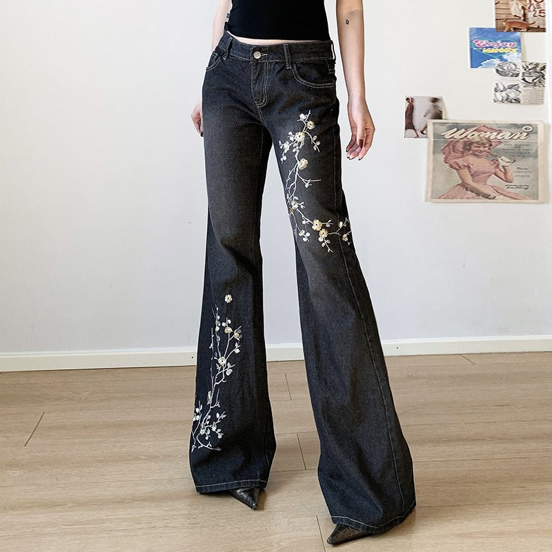 Sexy High Waist Retro Individual Butterfly Print Jeans