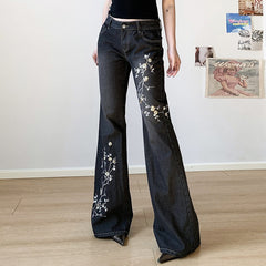 Sexy High Waist Retro Individual Butterfly Print Jeans