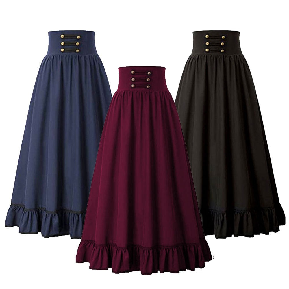 Black/Blue Panel Lace-up Skirt