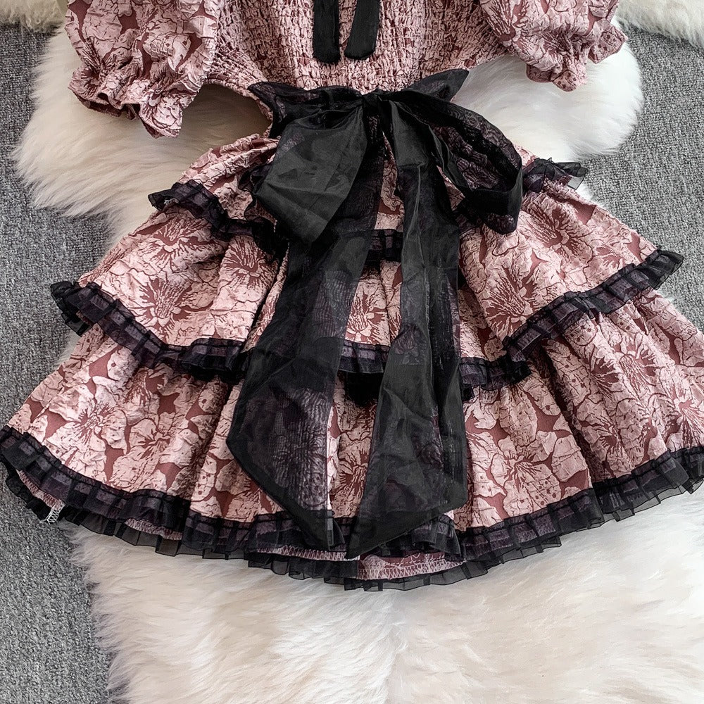 Lace Bow Floral Dress