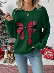 Christmas Bow Plaid Sweater