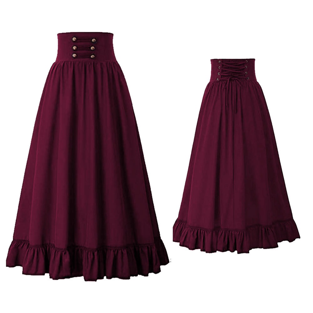 Black/Blue Panel Lace-up Skirt