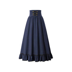 Black/Blue Panel Lace-up Skirt